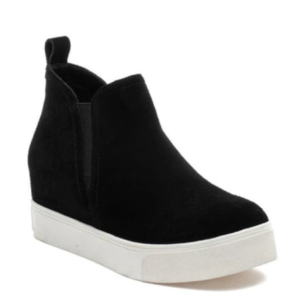 J Slides NYC Silvies (black suede wedge platform sneakers)
